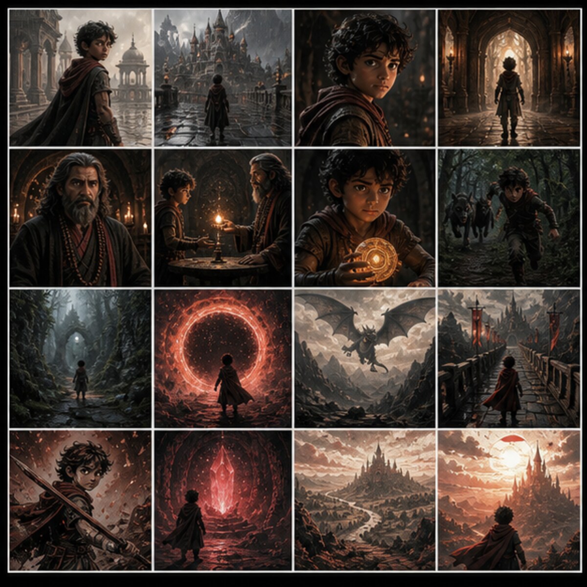 Live action storyboard with 16 scene frames